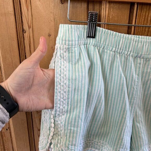 Vineyard Vines Shorts Tiffany Blue White Stripe Embroidery Pockets Elastic Small - Picture 5 of 11